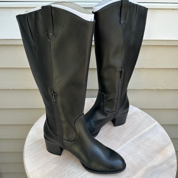 LC Lauren Conrad Proof Womens Size 9 Knee High Black Boots Faux Leather Heel New - Picture 1 of 8